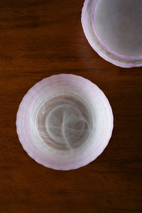 Petal Tide Blush Frosted Glass Dessert Bowl