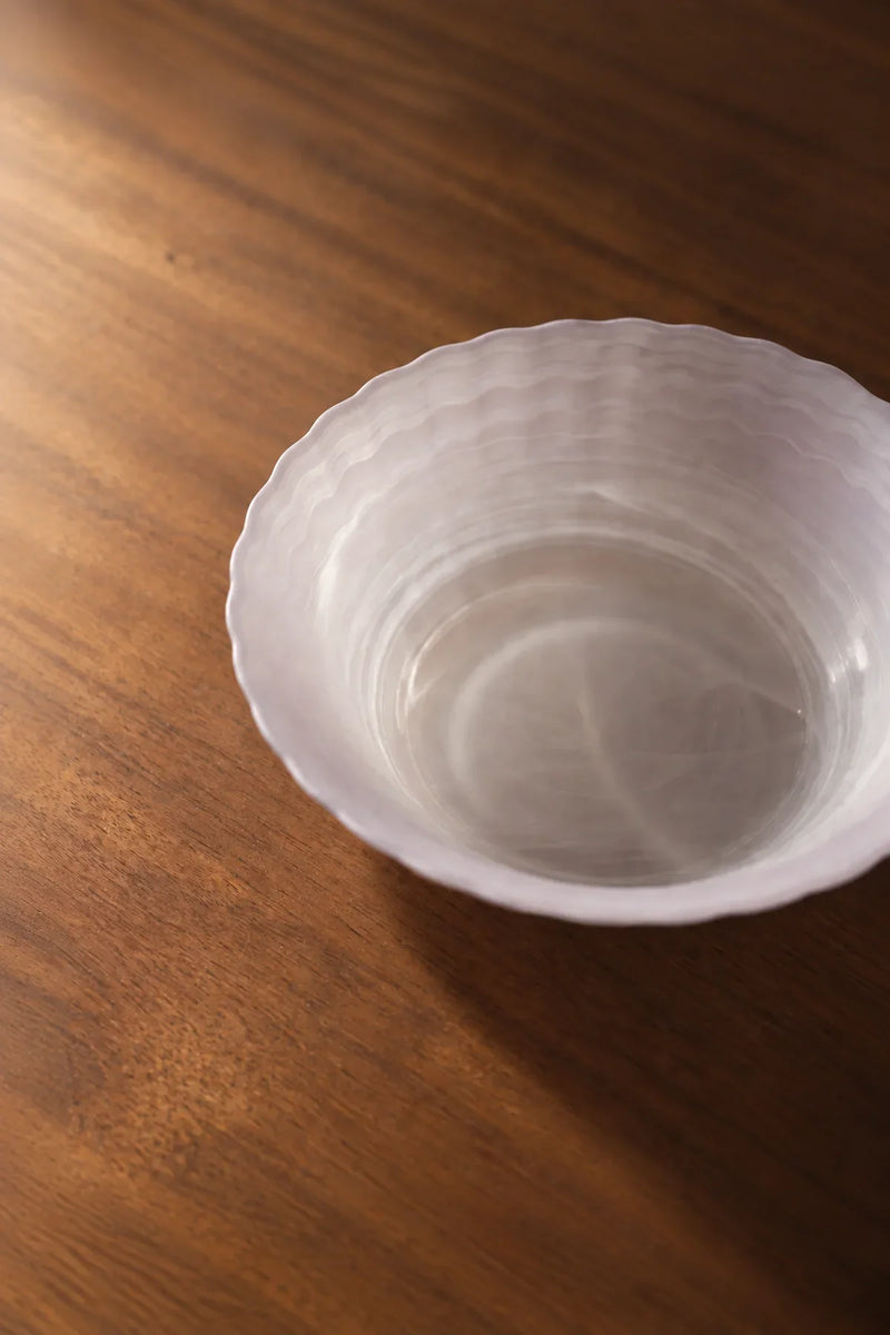 Petal Tide Blush Frosted Glass Dessert Bowl