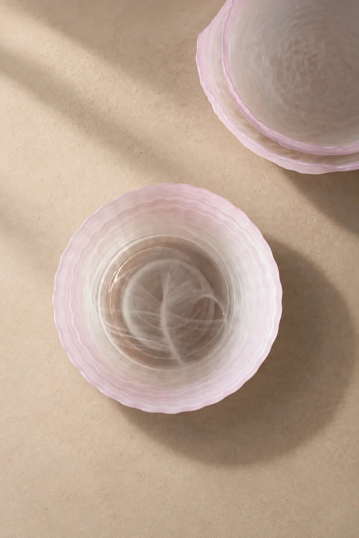 Petal Tide Blush Frosted Glass Dessert Bowl