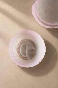 Petal Tide Blush Frosted Glass Dessert Bowl