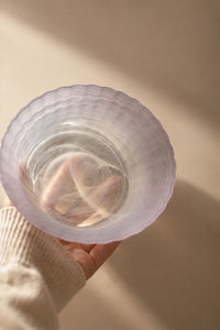 Petal Tide Blush Frosted Glass Dessert Bowl