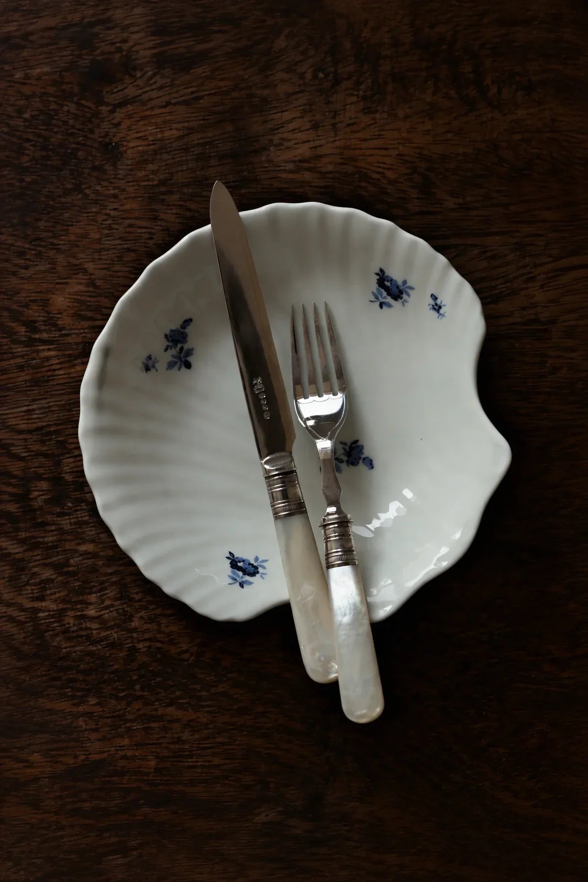 Tide Garden Blue-on-Ivory Ceramic Serving Bowl
