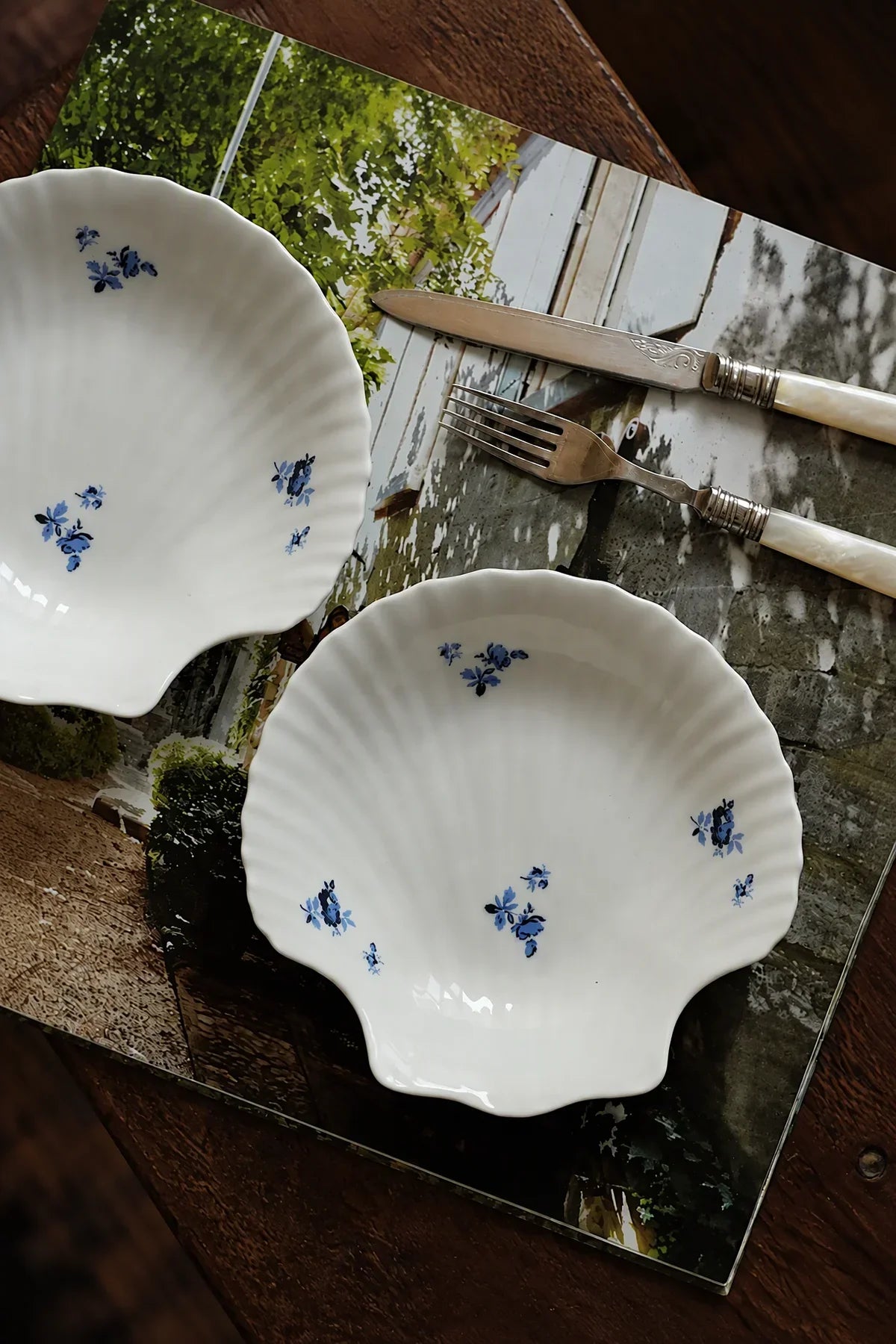 Tide Garden Blue-on-Ivory Ceramic Serving Bowl