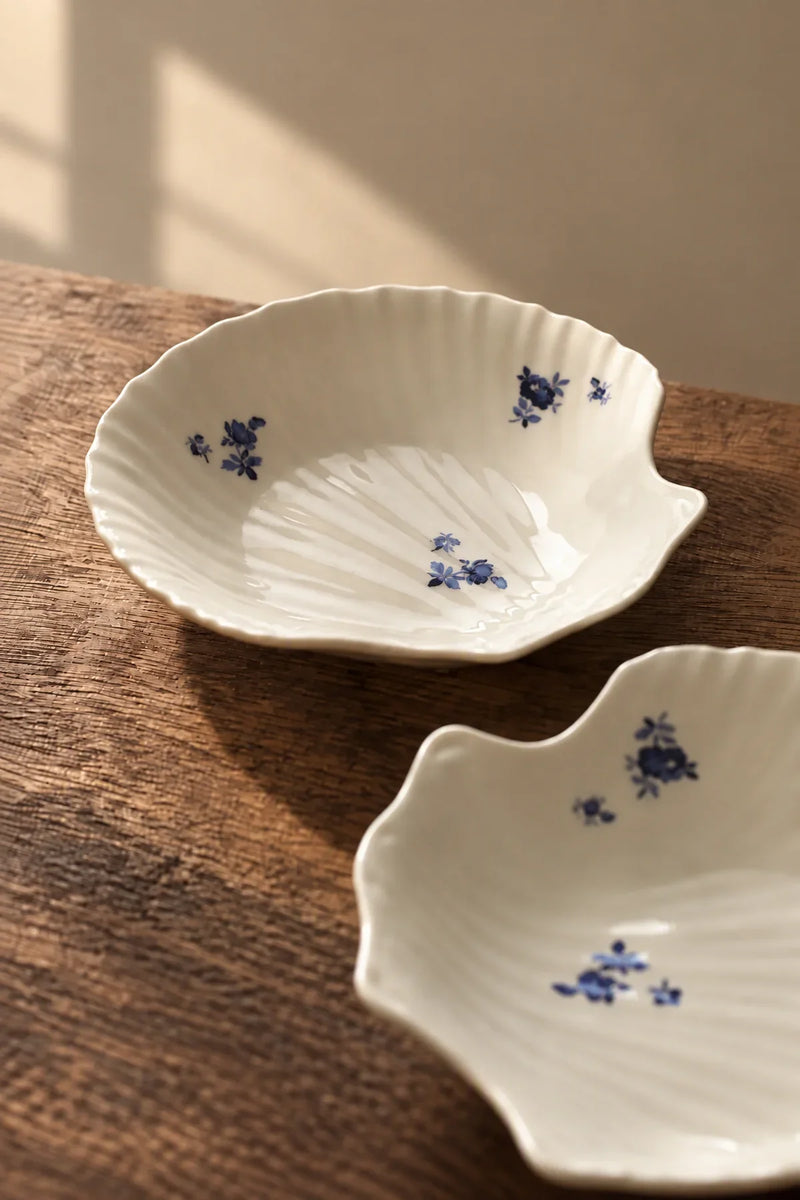 Tide Garden Blue-on-Ivory Ceramic Serving Bowl