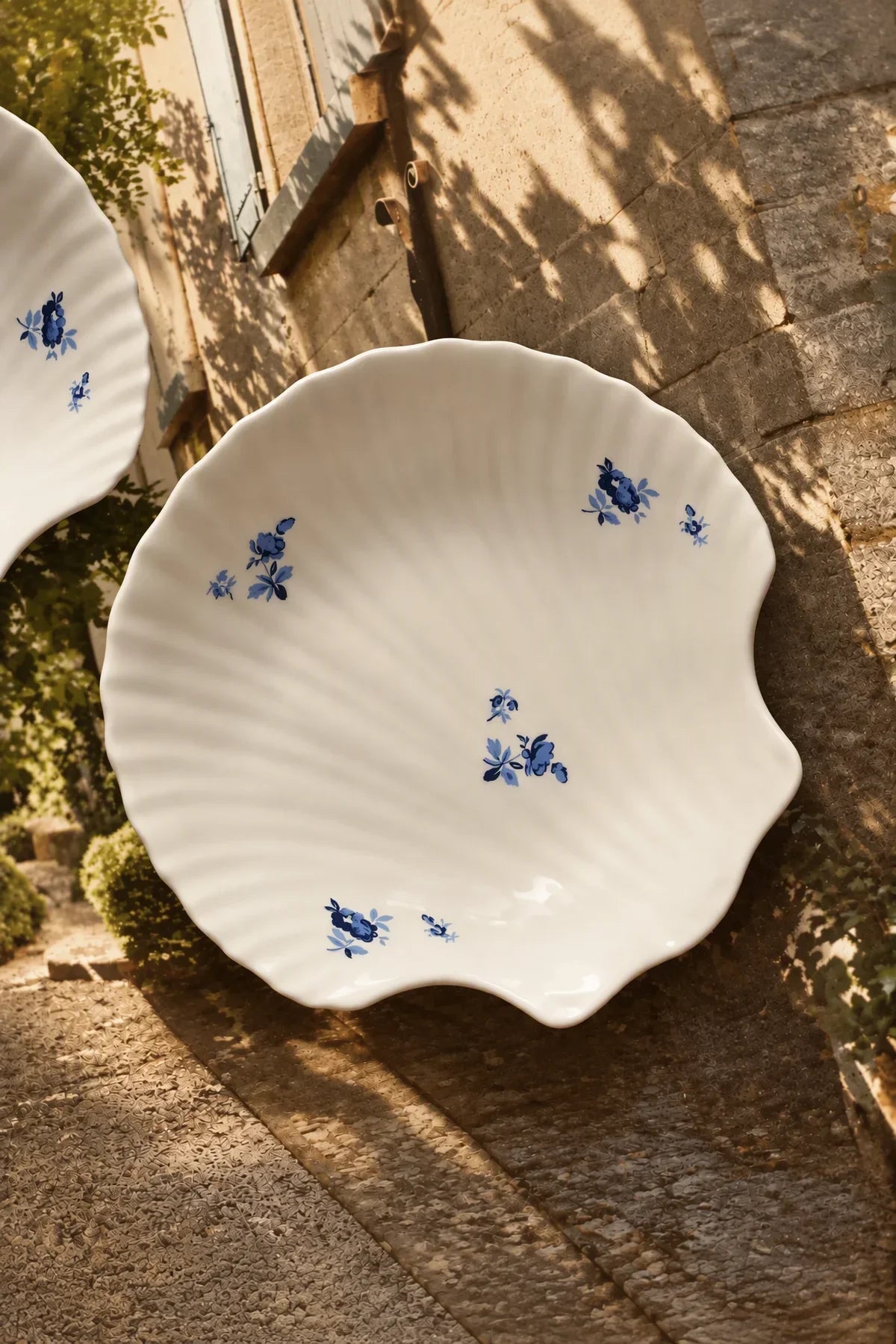 Tide Garden Blue-on-Ivory Ceramic Serving Bowl