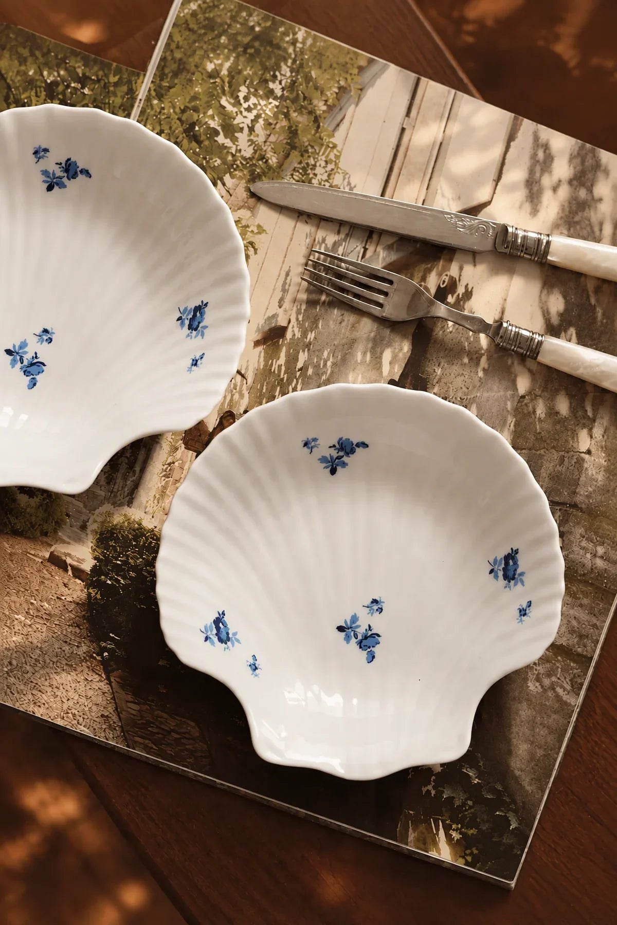 Tide Garden Blue-on-Ivory Ceramic Serving Bowl