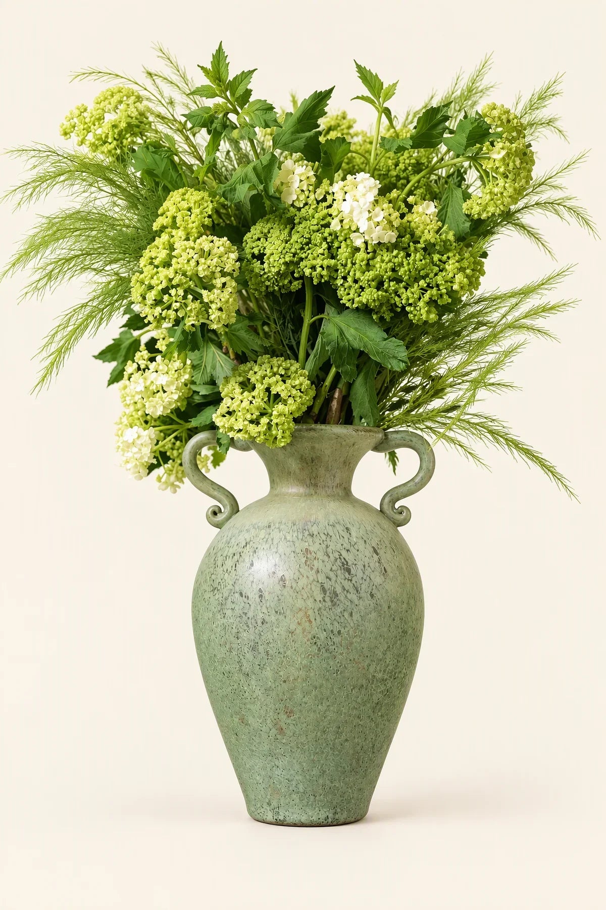 Garden Amphora Moss Green Glass Flower Vase