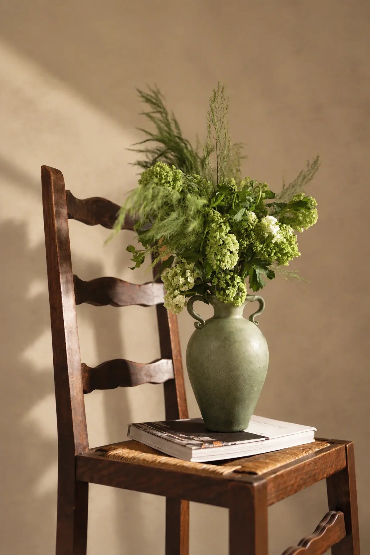 Garden Amphora Moss Green Glass Flower Vase