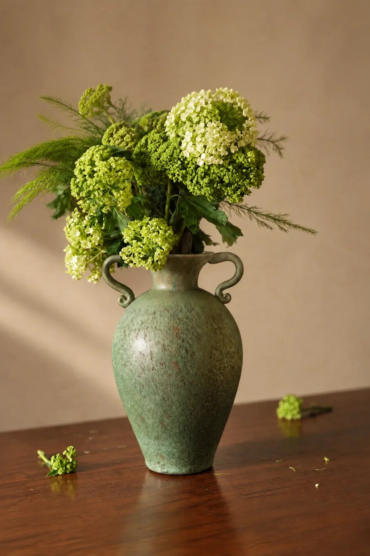 Garden Amphora Moss Green Glass Flower Vase