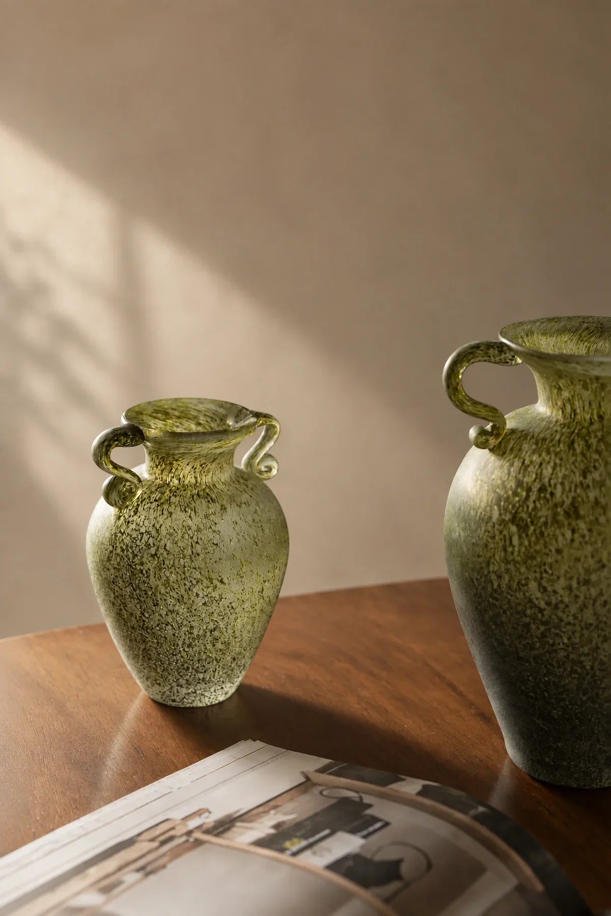 Garden Amphora Moss Green Glass Flower Vase