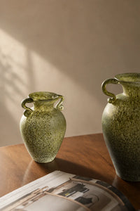 Garden Amphora Moss Green Glass Flower Vase