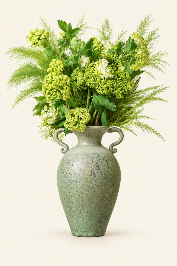 Garden Amphora Moss Green Glass Flower Vase