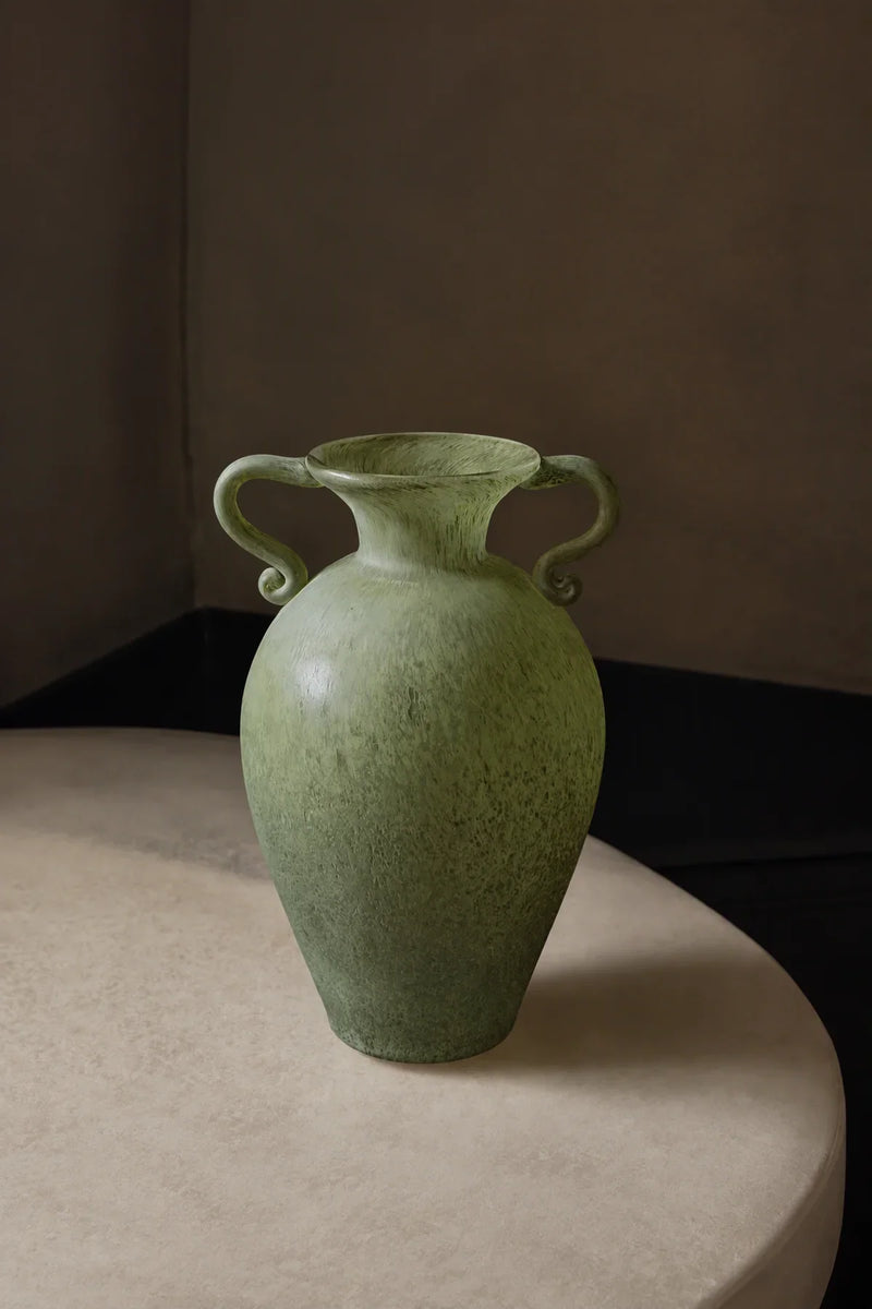 Garden Amphora Moss Green Glass Flower Vase