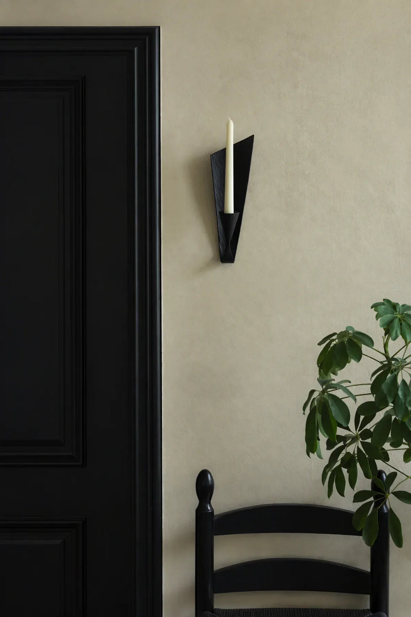 Shadow Play Black Ceramic Candle Holder