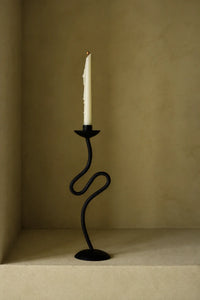 Shadow Play Black Ceramic Candle Holder