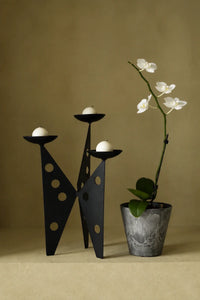Shadow Play Black Ceramic Candle Holder