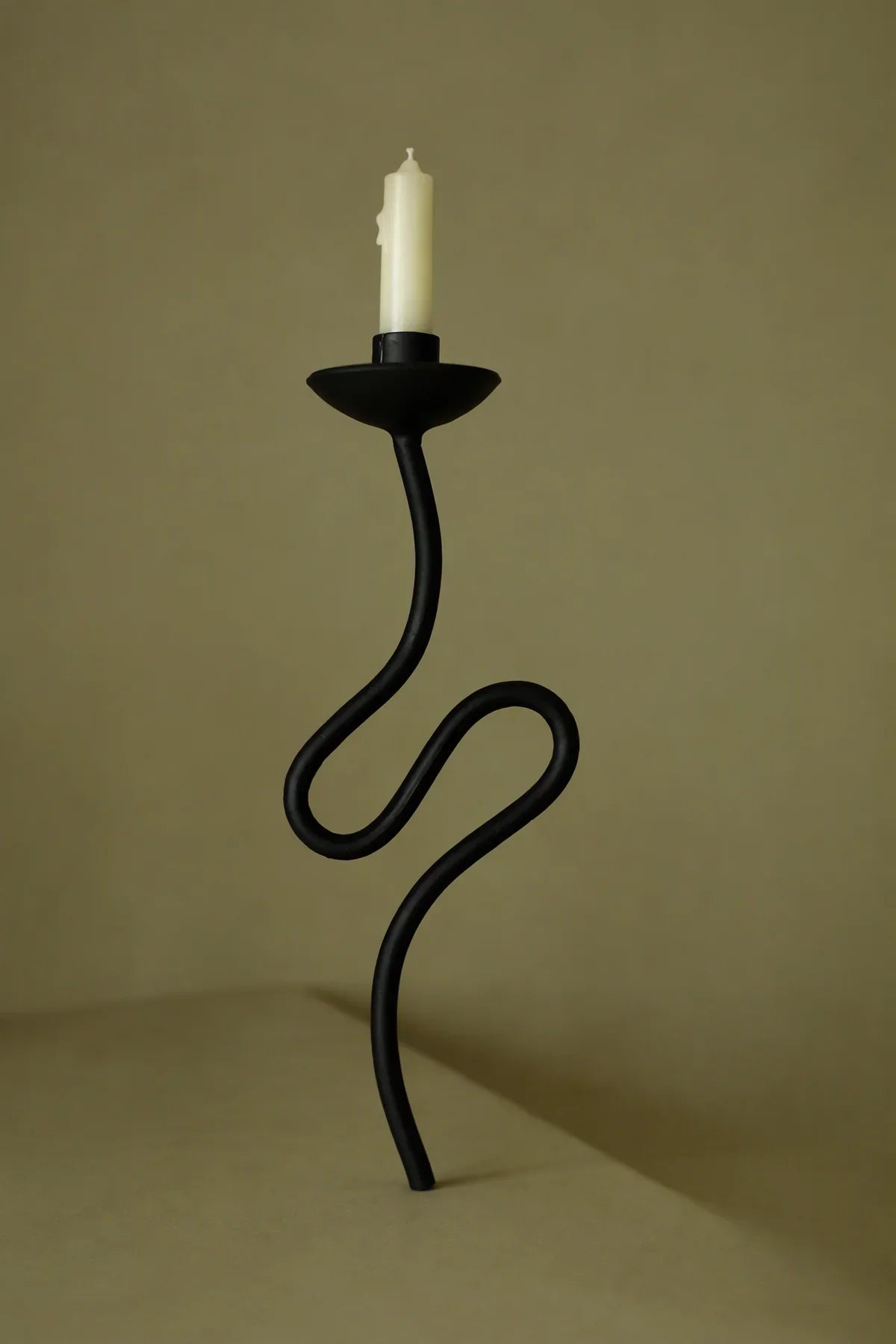 Shadow Play Black Ceramic Candle Holder