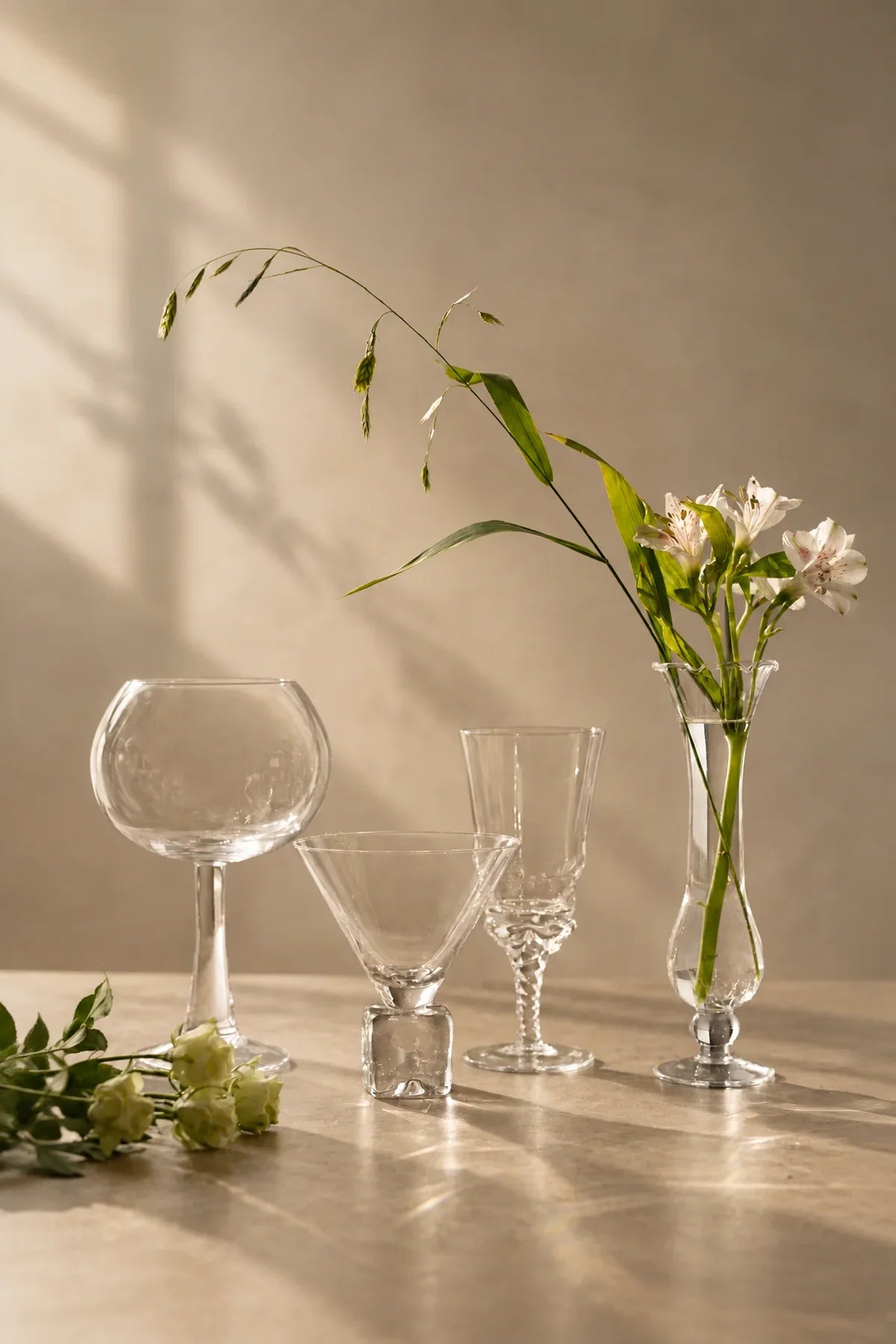 Moonlit Geometry Clear Glass Drinkware Set