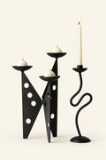 Shadow Play Black Ceramic Candle Holder
