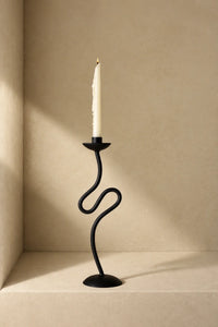 Shadow Play Black Ceramic Candle Holder