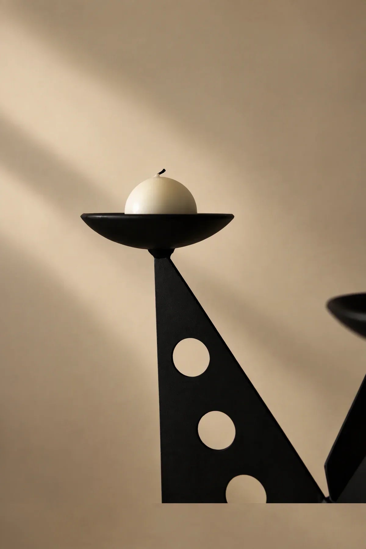 Shadow Play Black Ceramic Candle Holder