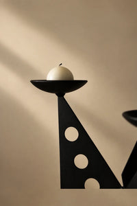 Shadow Play Black Ceramic Candle Holder