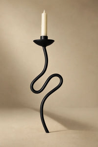 Shadow Play Black Ceramic Candle Holder