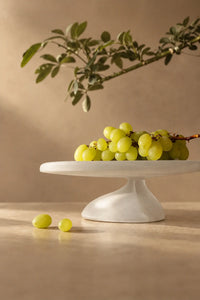 Still Cloud Frosted White Glass Serving Stand