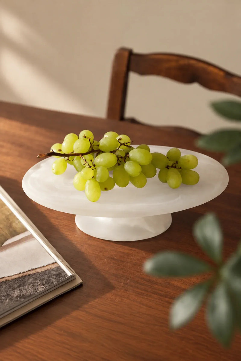 Still Cloud Frosted White Glass Serving Stand