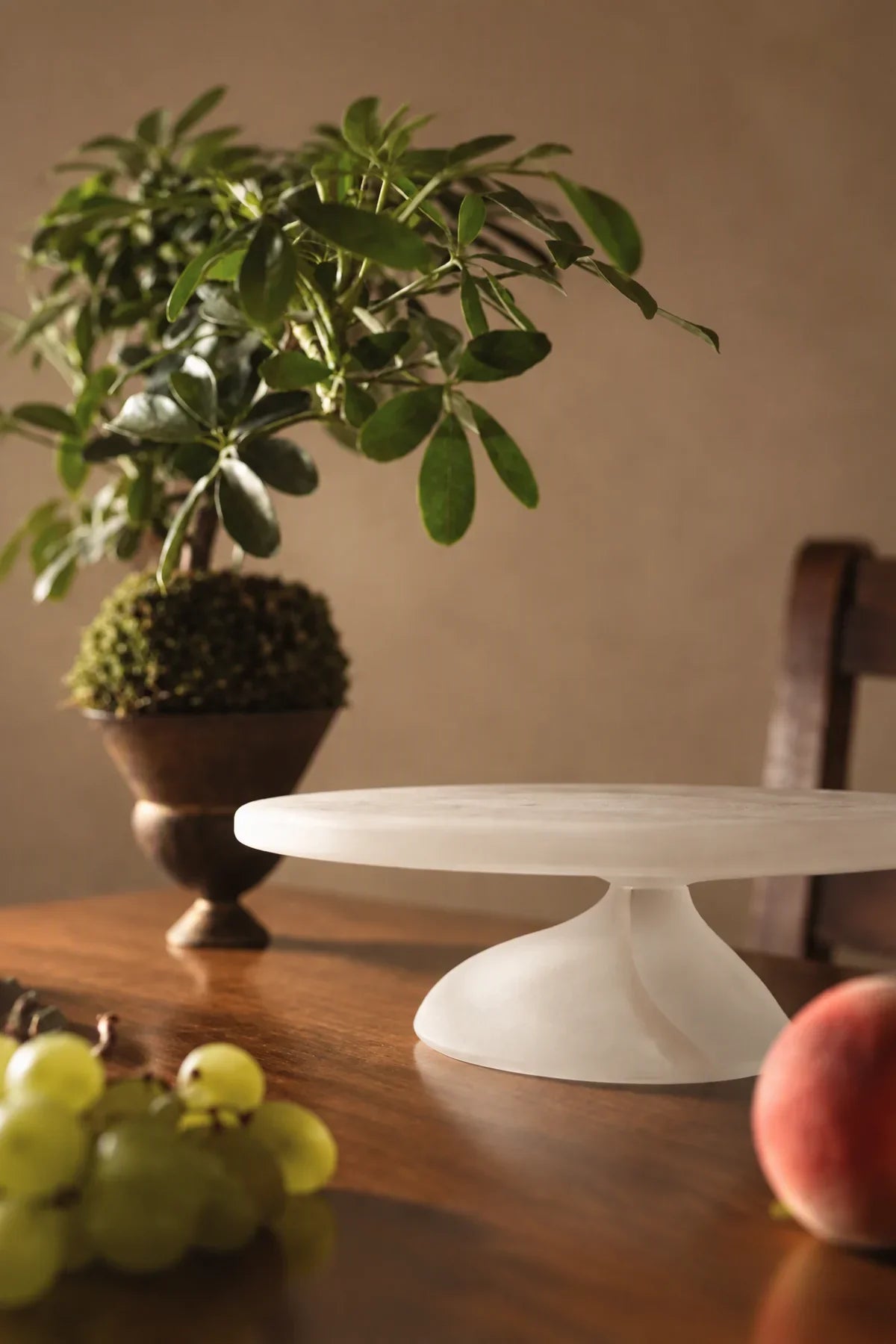 Still Cloud Frosted White Glass Serving Stand