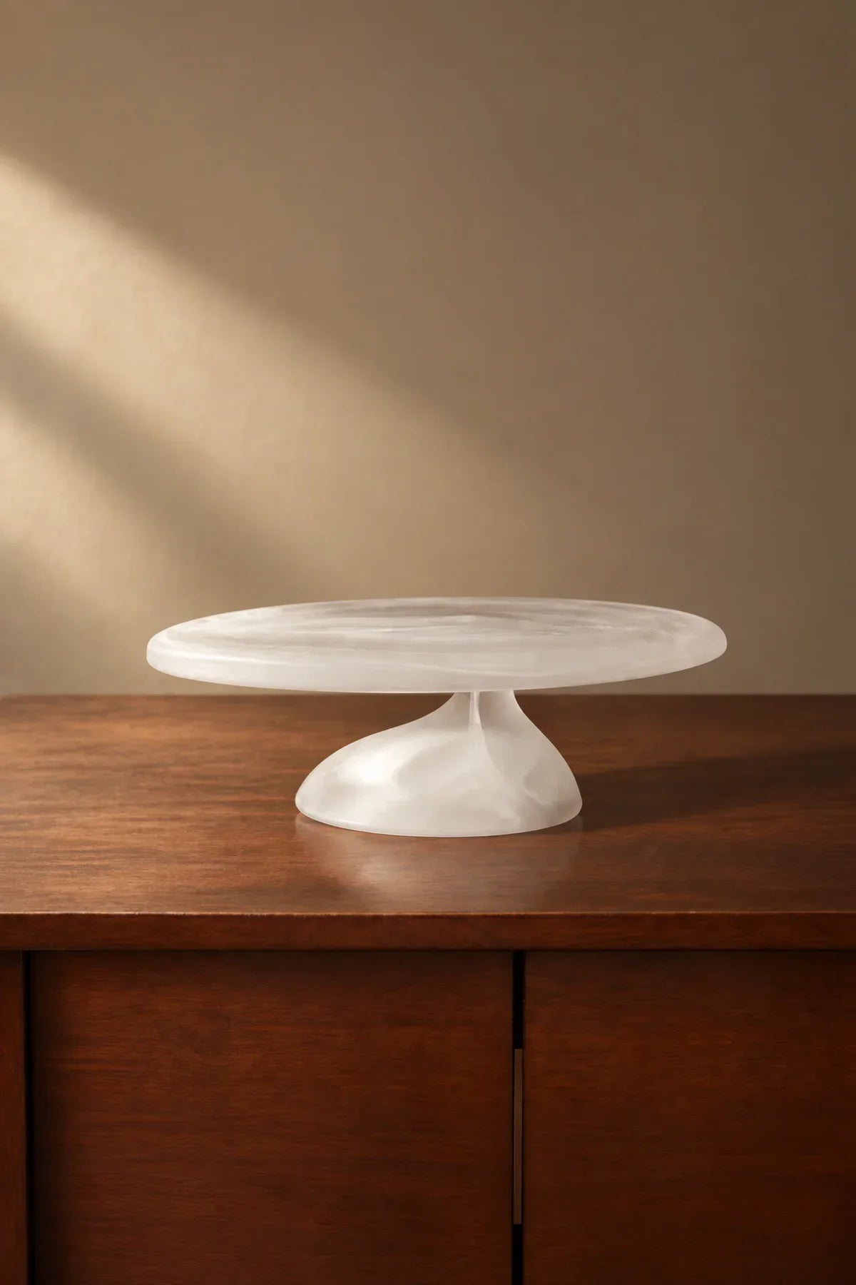 Still Cloud Frosted White Glass Serving Stand