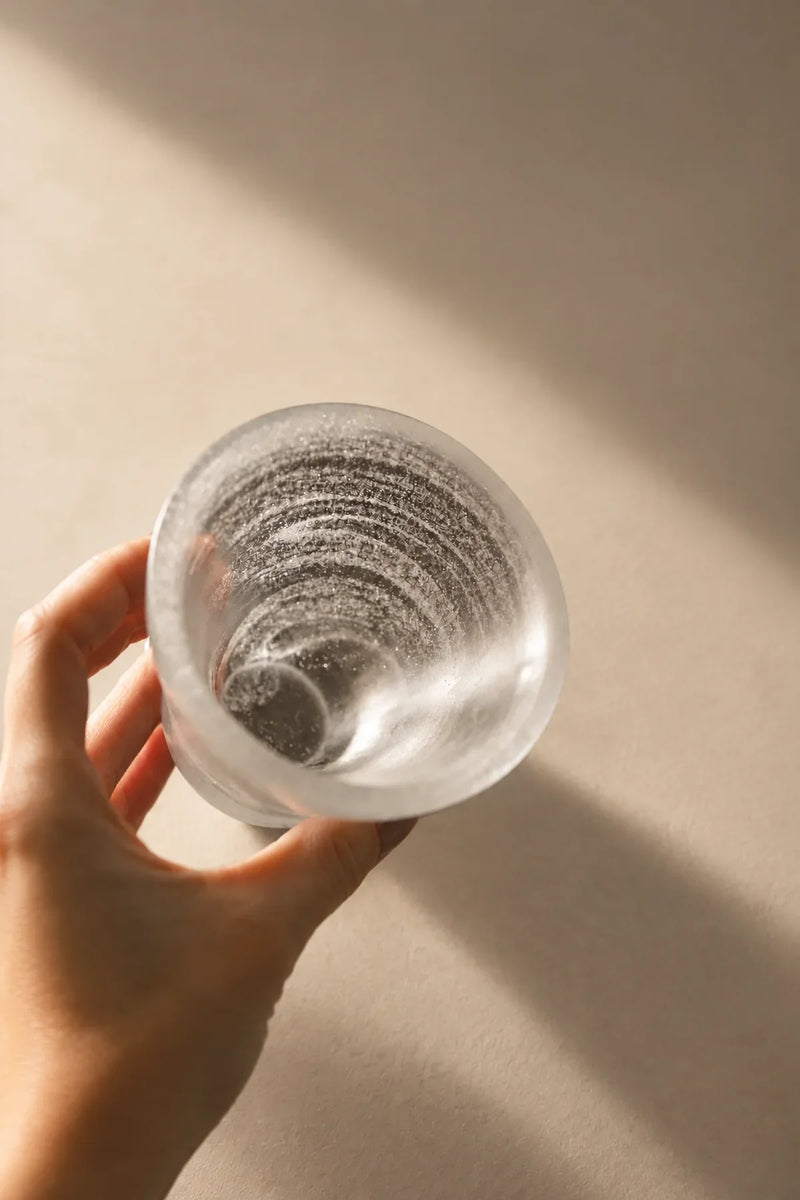 Moonlit Current Frosted White Glass Cup