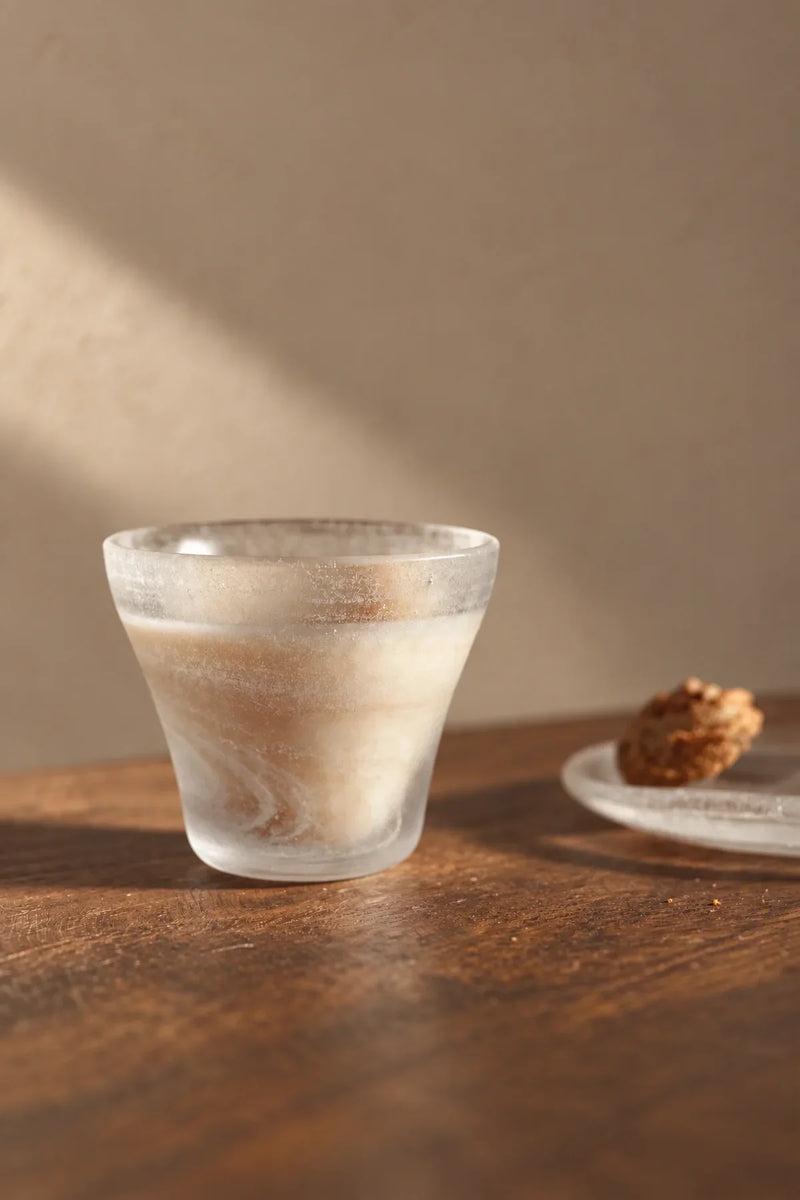 Moonlit Current Frosted White Glass Cup