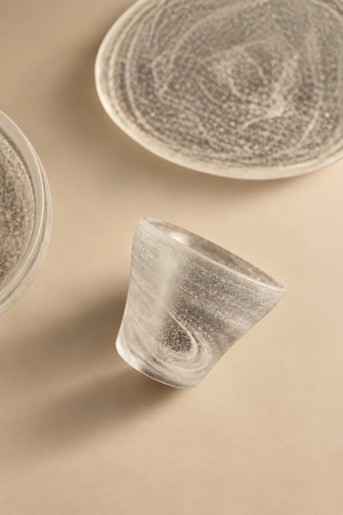 Moonlit Current Frosted White Glass Cup