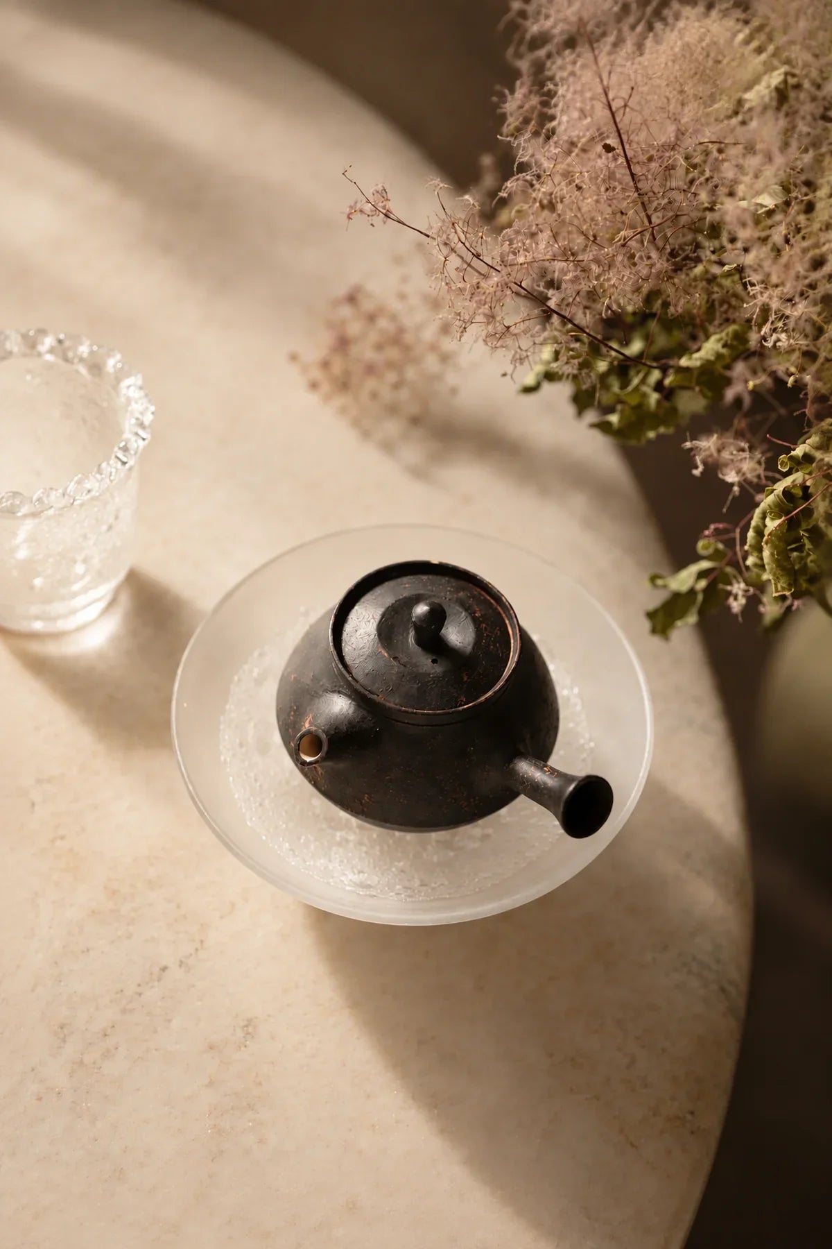Snowmelt Frosted Clear Glass Tea Set