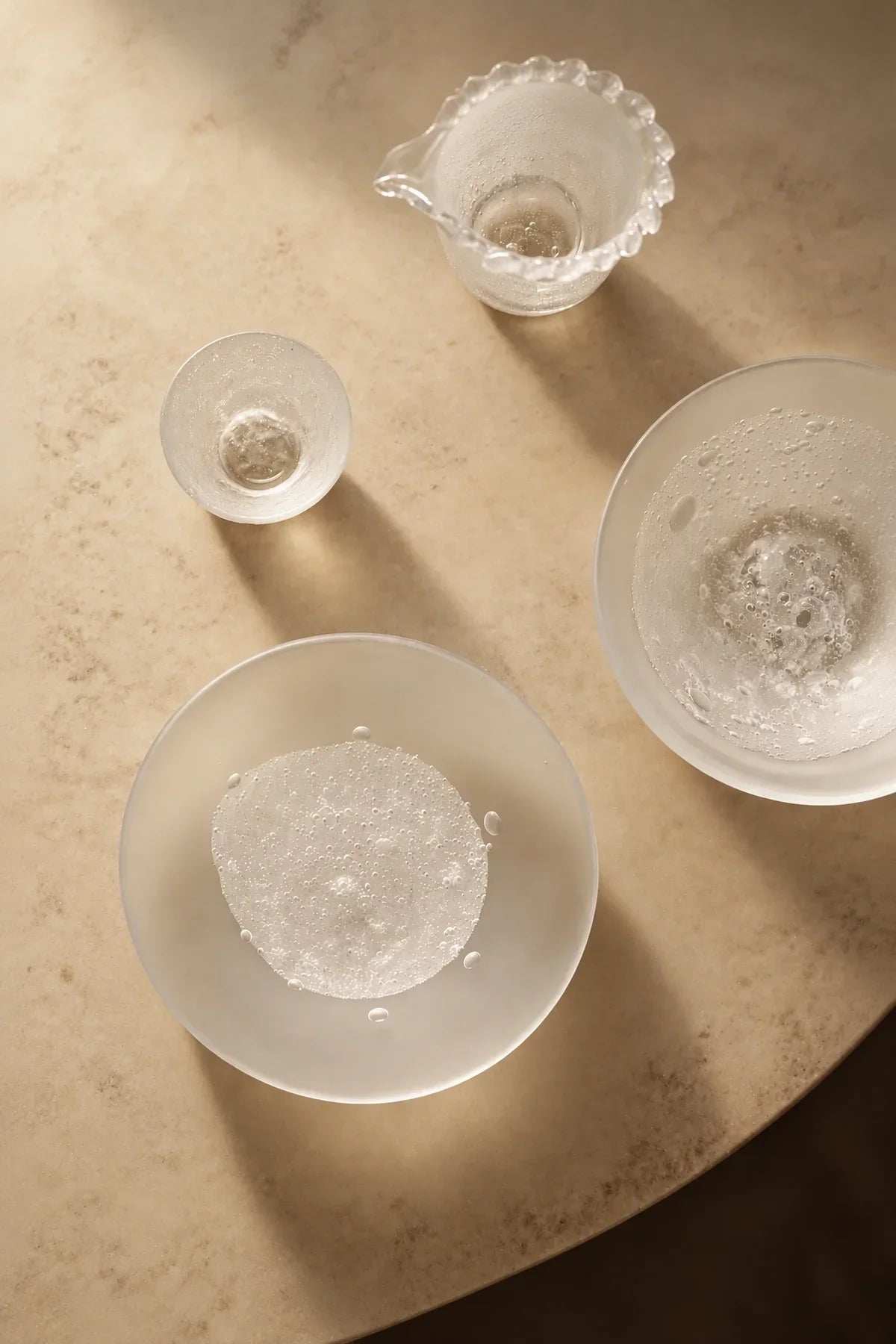 Snowmelt Frosted Clear Glass Tea Set