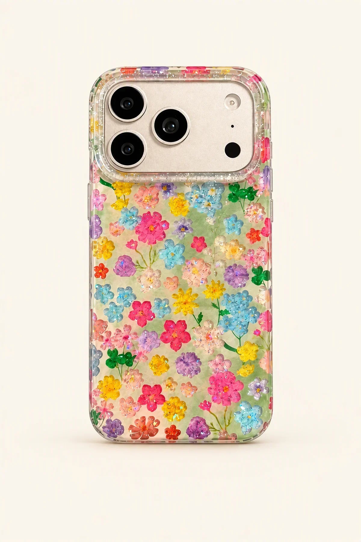 Garden Party Glitter Resin Phone Case