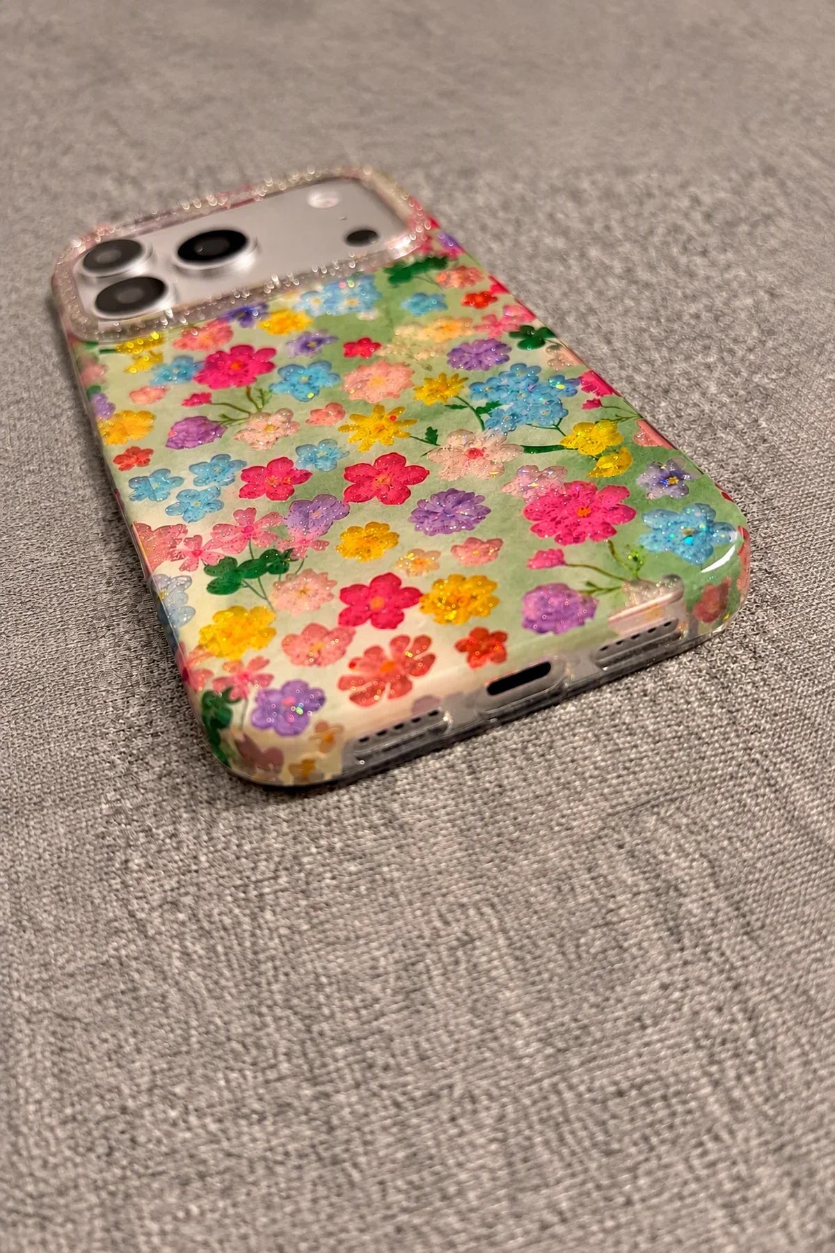 Garden Party Glitter Resin Phone Case