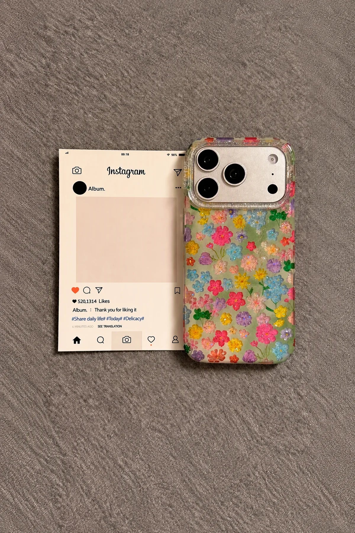 Garden Party Glitter Resin Phone Case
