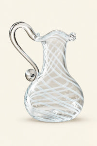 Ribbon Dance White-Swirl Glass Pitcher Vase