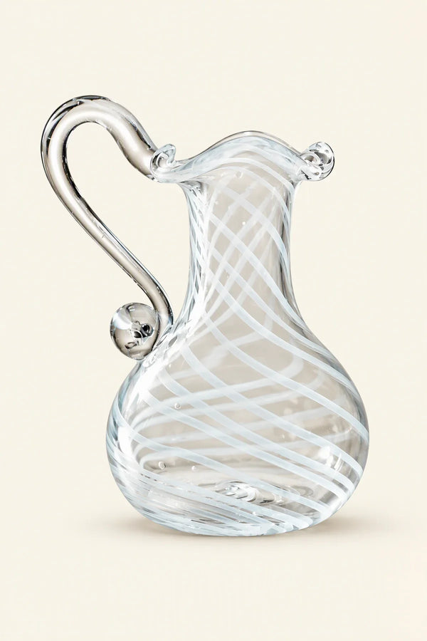 Ribbon Dance White-Swirl Glass Pitcher Vase