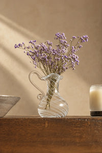 Ribbon Dance White-Swirl Glass Pitcher Vase
