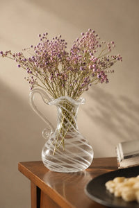 Ribbon Dance White-Swirl Glass Pitcher Vase