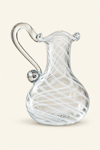 Ribbon Dance White-Swirl Glass Pitcher Vase