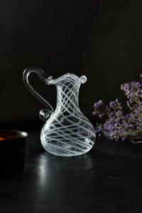 Ribbon Dance White-Swirl Glass Pitcher Vase