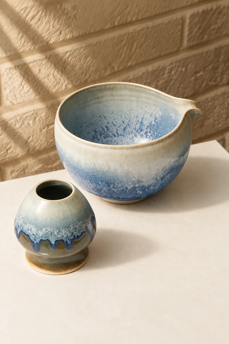 Dawn Tide Blue-Pink Ceramic Matcha Set
