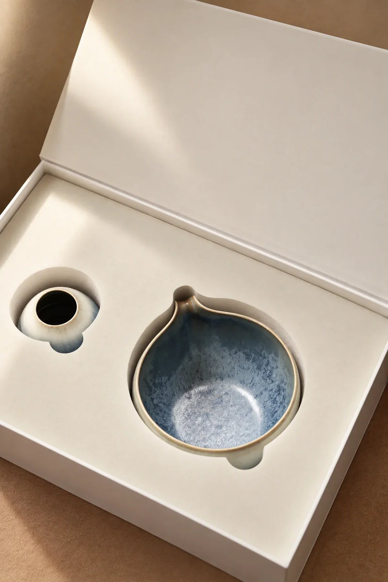 Dawn Tide Blue-Pink Ceramic Matcha Set