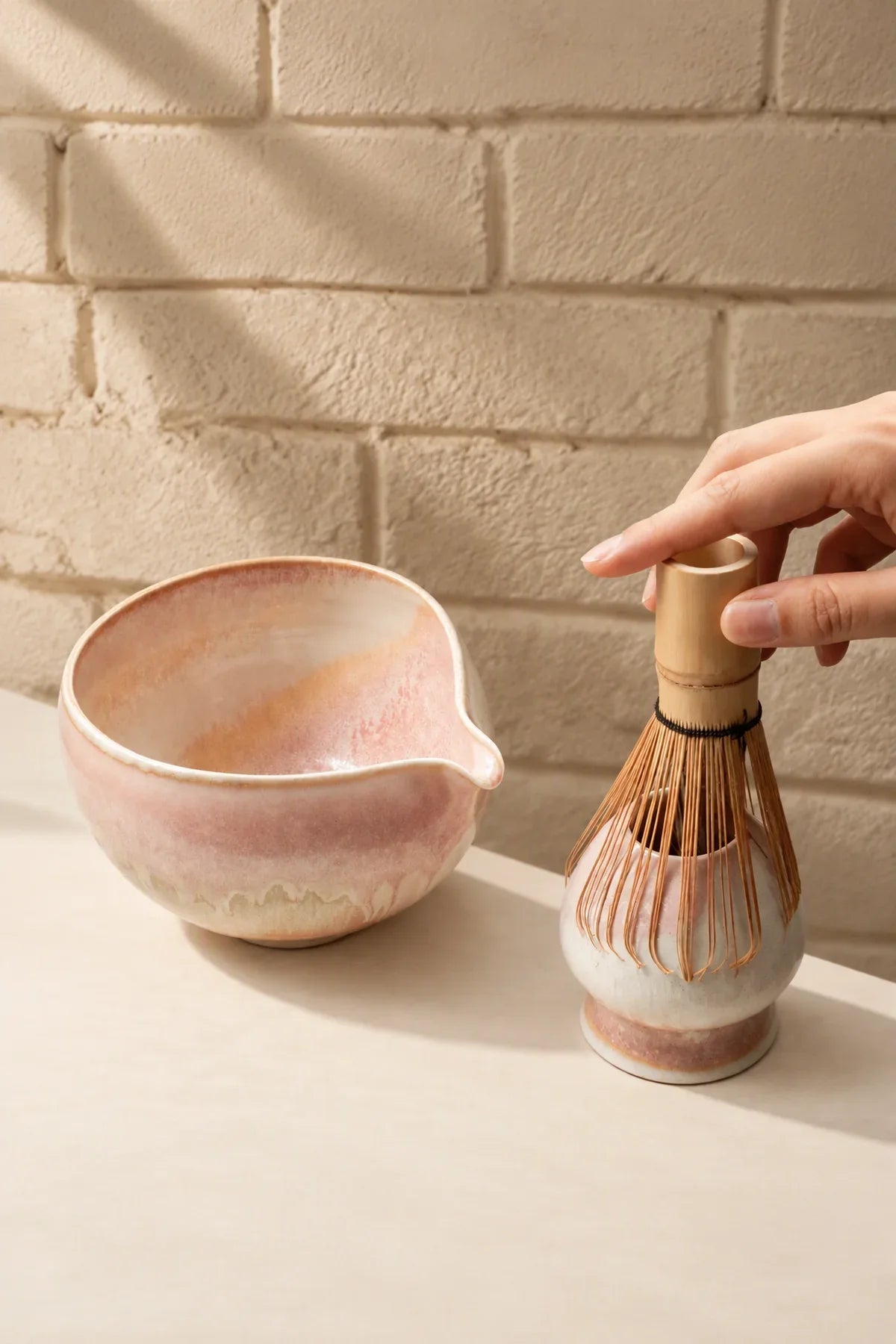 Dawn Tide Blue-Pink Ceramic Matcha Set
