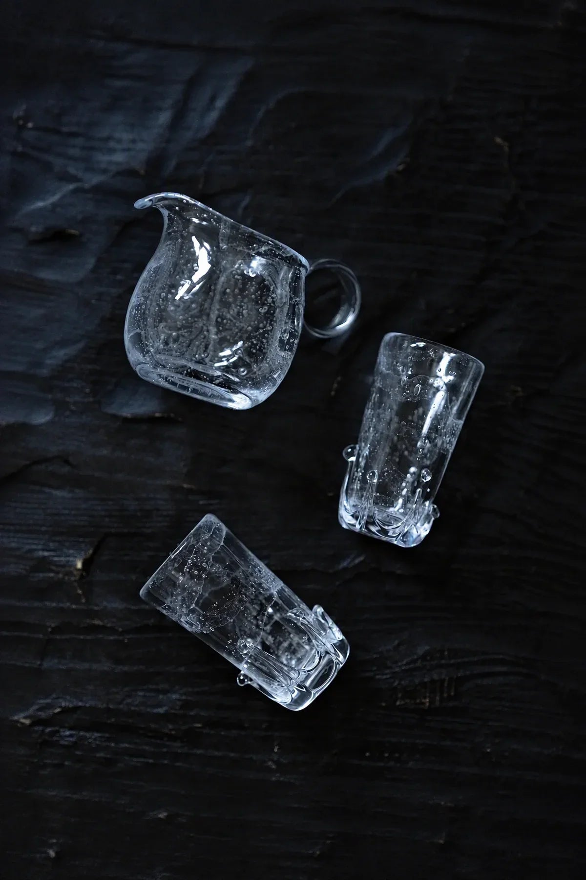 Rain Study Clear Glass Pitcher and Cup Set