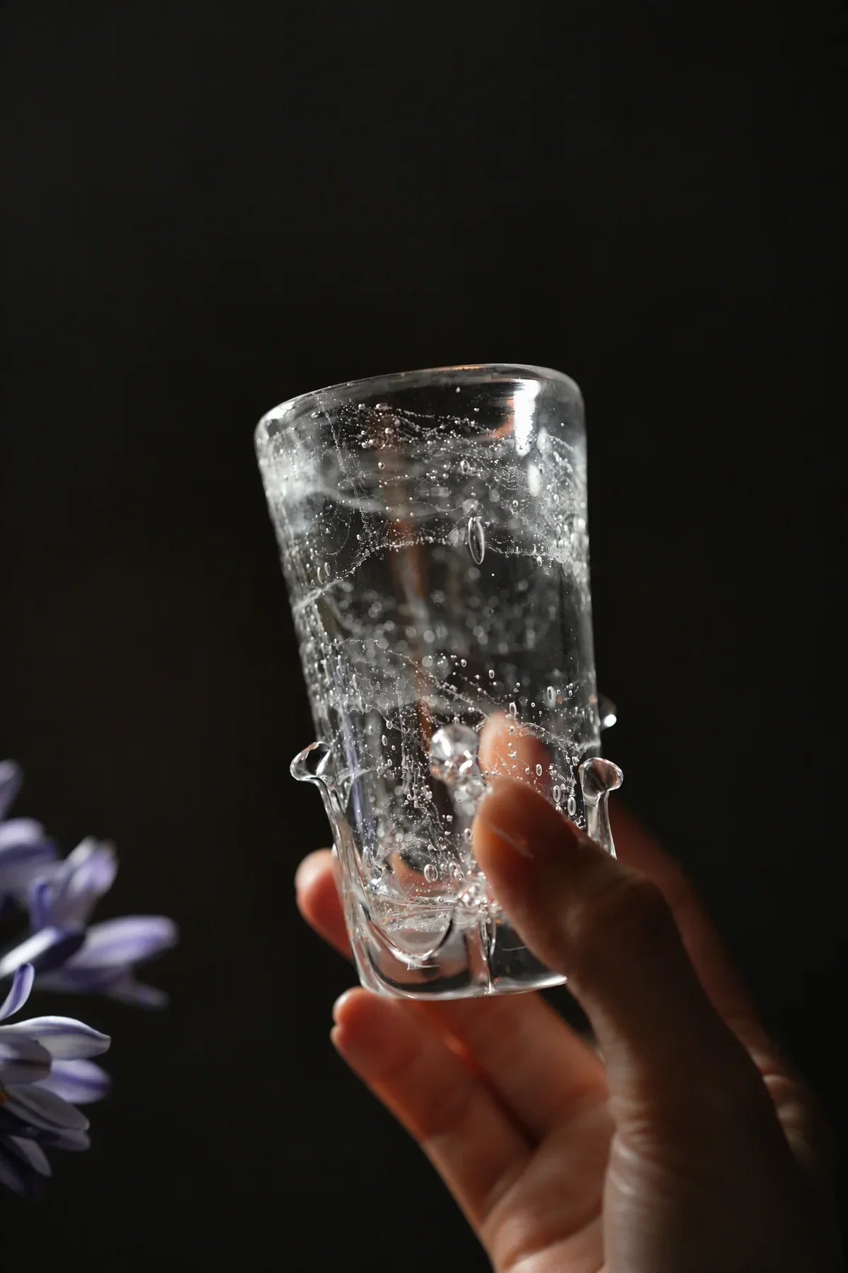 Rain Study Clear Glass Pitcher and Cup Set